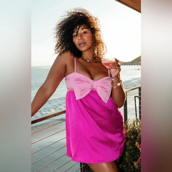 Show Me Your MUMU Best Bow Dress colorblock - Picture 4 of 6